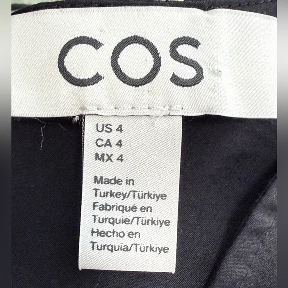 COS Black Midi V-Neck A-Line Dress Black Size 4 Modest Minimalist Elastic Waist - Picture 8 of 16